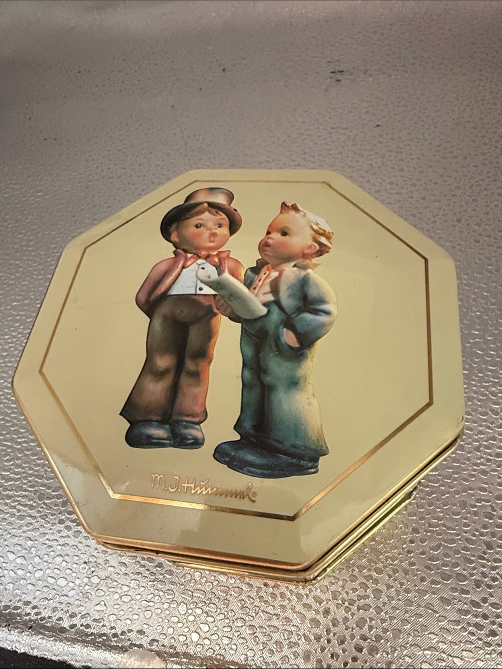 M.J. Hummel Decorative Octagonal Trinket Box - Cream & Gold